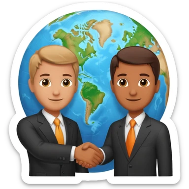 Shake hands and a globe showing negotiation of climate change sticker