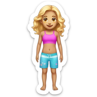 full body little female child light skin tankini cute adorable sweet sticker