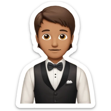 a bartender man with bow tie and vest, having brown hair















 sticker
