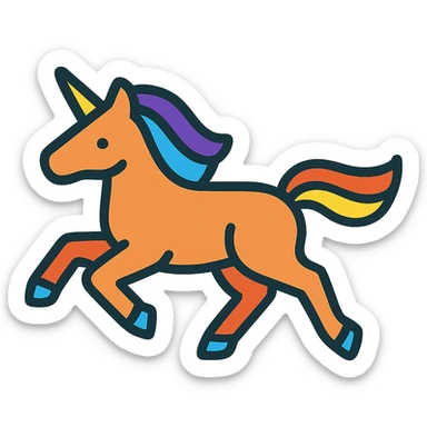 Add a pale lavender background behind the running unicorn icon, keeping the rest of the design unchanged, logo style. sticker