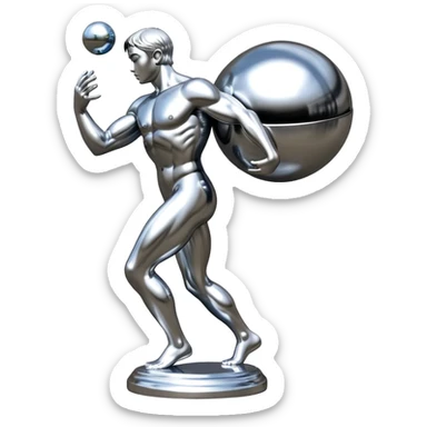 sorayama Sisyphus carrying big sphere on his back sculpture sticker