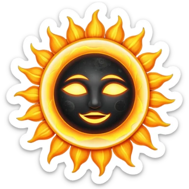 Eclipse – Dark moon covering sun, glowing corona sticker