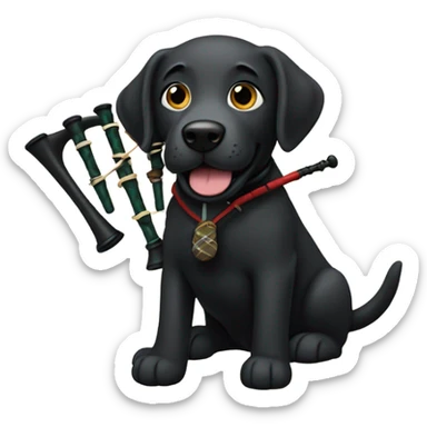 Black Labrador playing the bagpipes sticker