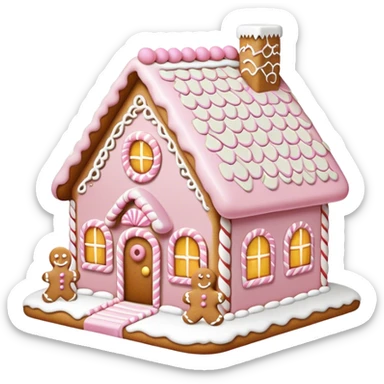 light pink and gold and white gingerbread house sticker