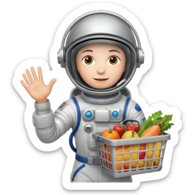 astronauta con canasta para hacer compras vacía sticker