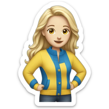 White Girl in blue and yellow sweater sticker