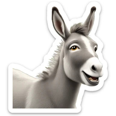 Full body miniature donkey with a happy face smiling with its head turned sticker