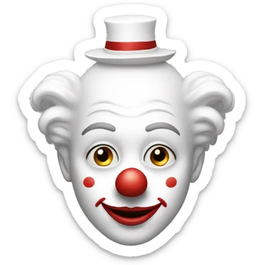 clown emoji but its all white colors and not a full corect circle sticker