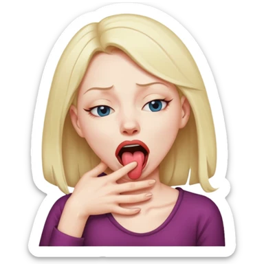 Woman strangling herself with tongue out and eyes shut sticker