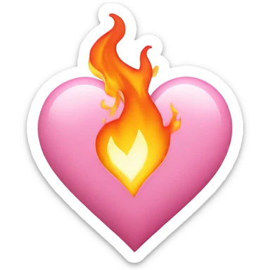 Pink pastel heart on fire sticker