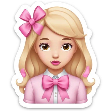 a girl with a pink bow sticker