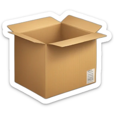 A cardboard box with sticker