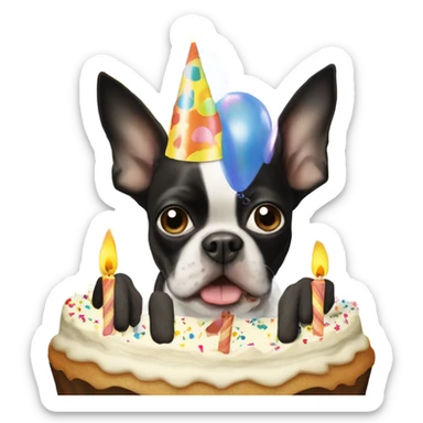 Two Bostonterriers birthday party sticker