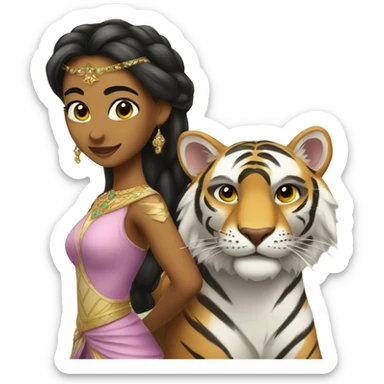 Jasmine princess and her tiger rajah  sticker