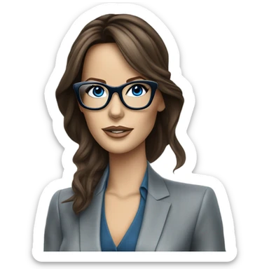 Kate Beckinsale, glasses, blue eyes happy elegant mannequin  sticker