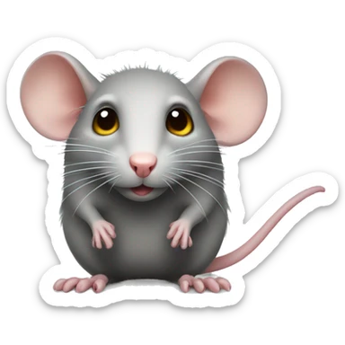 Rat with a long tail, beady eyes and small legs sticker