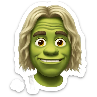 Shrek with long hair and dressed ghetto sticker