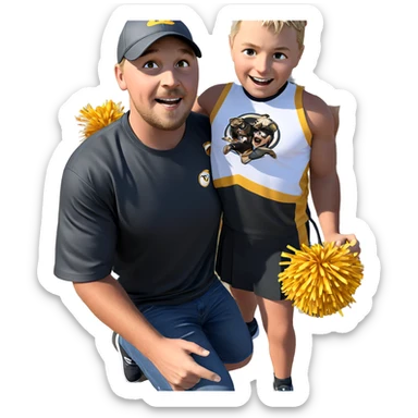 cheerleader outdoors with boys sticker