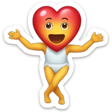 A heart with a sweet face on it, and arms and legs coming out of it sticker