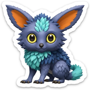Skogen-Labubu-Trico-Fakémon-hybrid-creature (full body)  sticker
