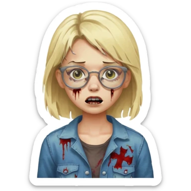 apple zombie emoji girl blonde with glasses sticker