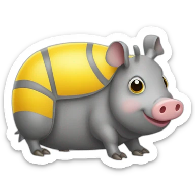Gray pig armadillo cow centipede insect with yellow duck face sticker