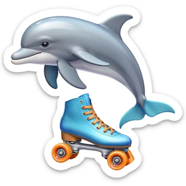 Dolphin in roller skates sticker
