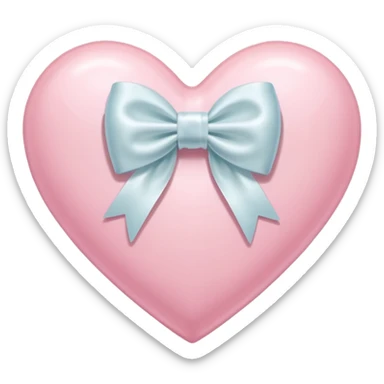Pastel pink heart with white bow sticker