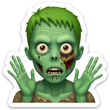 suprised zombie, hands on cheeks sticker