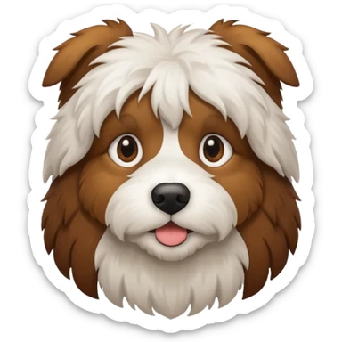 Brown and white shaggy dog sticker