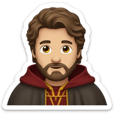 long brown haired bearded man in gryffindor hogwarts robes sticker