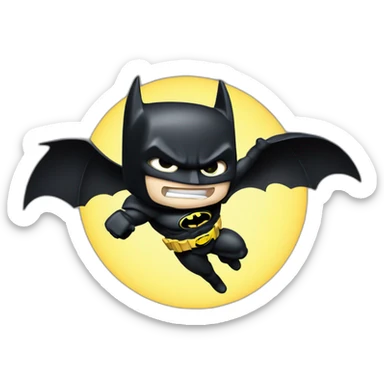 Batman chibi jumping bat signal sticker
