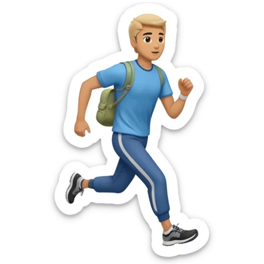 man running to the right, full body, walking clothes sticker