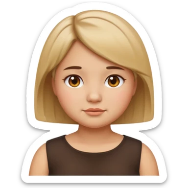 create a girl emoji with shoulder length short hair, chubby cheeks, straight hair and tan skin sticker