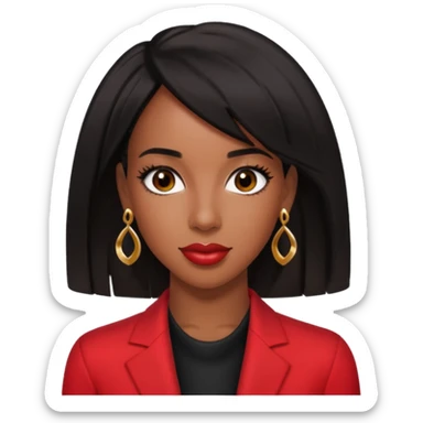 Kelly Rowland brown eyes, black hair, red outfit with earrings sticker