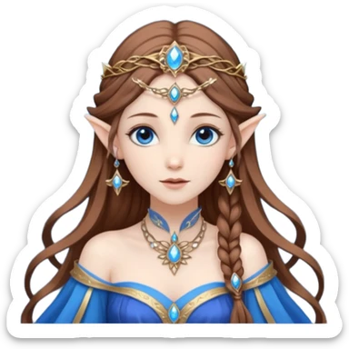 Hyper realistic cosmos elf mage fairy queen pale skin brown hair and blue-eyes sticker