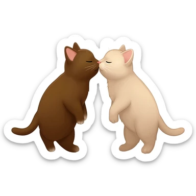 Realistic Brown and light beige cats are kissing sticker