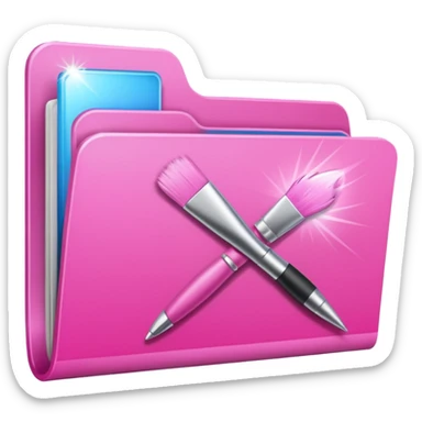 windows 10 folder light sparkles pink plain with brush logo sticker