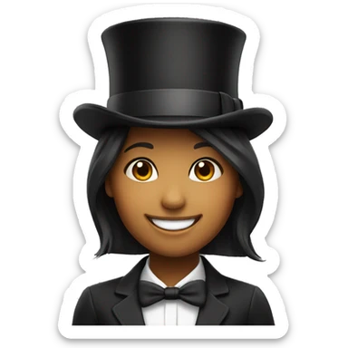 smiling girl in top hat sticker
