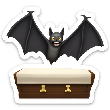 bat flying out of coffin sticker