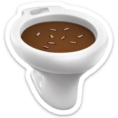 A cup of coffee having brown soup fly everywhere into a toilet sticker