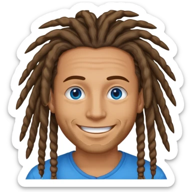 Hippie man smiling with blue eyes and dreadlocks sticker
