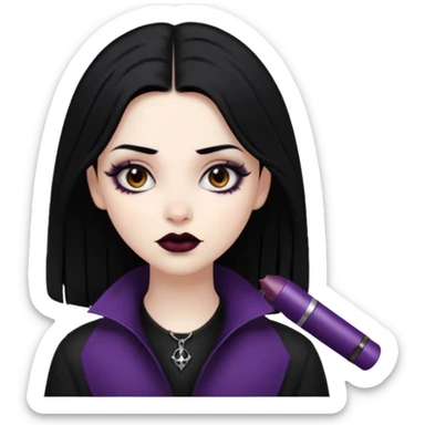 Goth girl black hair brown eyes sticker