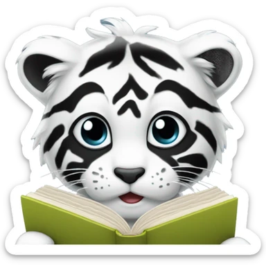 Baby balck&white tiger reading book  sticker