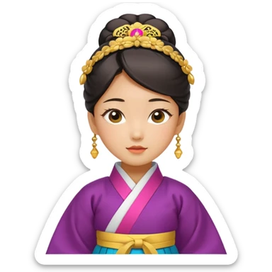Asian girl wearing traditional Korean clothes sticker