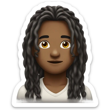 portrait of a boy looking with longs locs sticker