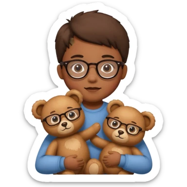 kid wearing glass with teddy bear  sticker