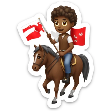 brown boy riding a horse waving a 🇹🇴 flag sticker