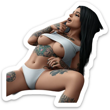 sitting girl with tattoos sticker