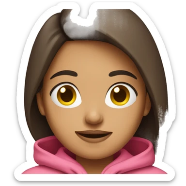 brunette woman with pink hoodie sticker